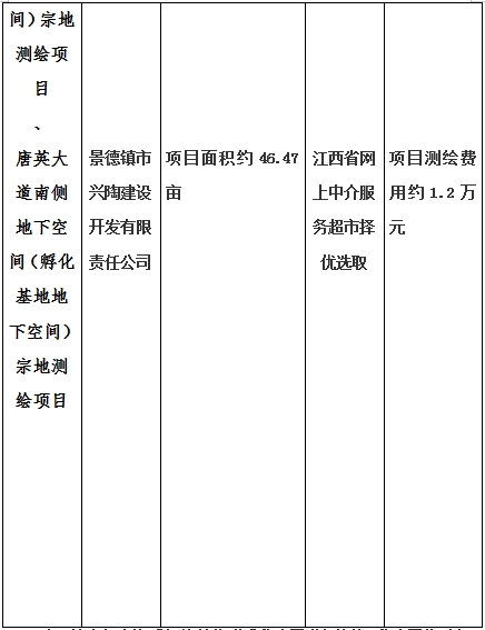 景德鎮(zhèn)市昌南新區(qū)LJ1-03-A01-1地塊、瓷都大道東側(cè)中渡口地下空間（格蘭云天大酒店地下空間）、光明大道北側(cè)利民路西側(cè)地下空間（青少年宮地下空間）、規(guī)劃二路北側(cè)地下空間地塊二（加速基地地下空間）、規(guī)劃二路北側(cè)地下空間地塊一（加速基地地下空間）、景德大道南側(cè)天寶橋西側(cè)地塊、景興大道東側(cè)如意路北側(cè)地下空間(社會公共服務